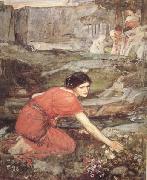 John William Waterhouse Study:Maiidens picking Flowers by a Stream (mk41) oil painting